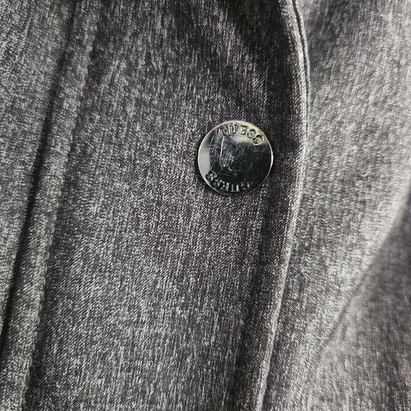 Guess Women Small Long Sleeve Black Gray Hood Trench Pea Coat Puffer Jacket FLAW - Picture 5 of 16